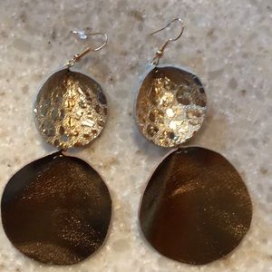 Golden Holidays genuine leather drop earrings